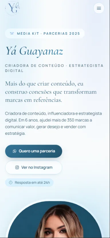Versão responsiva do site da Yá Guayanaz